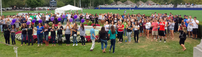 Monmouth University's Greek Life gathered on the Great Lawn